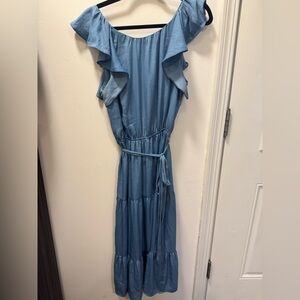 Elegant Blue Ruffle Dress